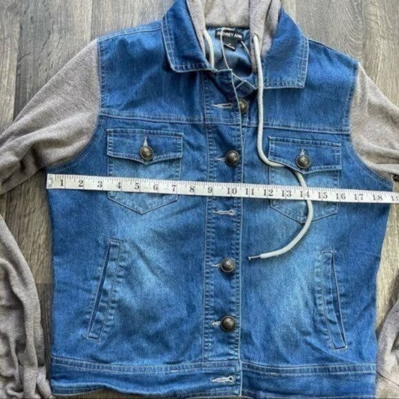 Audrey Ann Denim Hooded Jacket Size M Jean Jacket - Picture 5 of 11